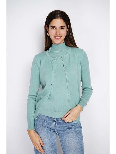 William de Faye 2-częściowy zestaw w kolorze turkusowym rozmiar: 34. Niebieskie golfy William de Faye, bez wzorów, z kaszmiru. Za 139,54 zł.