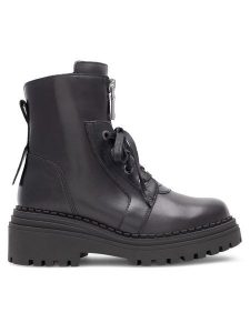 Badura Trzewiki RST-MANILA-01 Czarny. Czarne botki Badura, bez wzorów, ze skóry, bez obcasa, na płaskiej podeszwie, bez zapięcia. Za 329,99 zł.