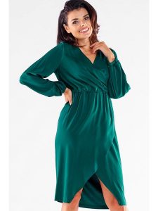 Awama Sukienka w kolorze morskim rozmiar: L. Niebieskie sukienki Awama, l, bez wzorów, bez kołnierzyka, bez ramiączek, midi. Za 144,99 zł.