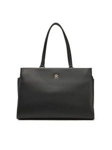 Tommy Hilfiger Torebka Th Legacy Tote AW0AW17197 Czarny. Czarne torebki klasyczne TOMMY HILFIGER, bez wzorów, ze skóry, bez dodatków. Za 399,99 zł.