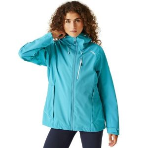 Kurtka przeciwdeszczowa damska Birchdale. Niebieskie kurtki Regatta, bez wzorów, bez kaptura. Za 229,99 zł.