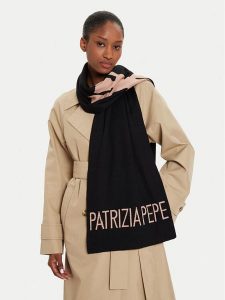 Patrizia Pepe Szalik 8F9239/A6B2-X1HM Czarny. Czarne rękawiczki Patrizia Pepe, bez wzorów, z materiału. Za 729,99 zł.