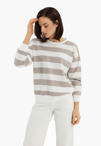 Bluza w paski B-MAGNE. Białe bluzy Volcano, l, bez wzorów, z jeansu, bez kaptura. Za 159,99 zł.