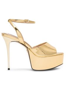 Nine West Sandały CHANDA ZL23031CC Złoty. Żółte sandały Nine West, bez wzorów, ze skóry, bez obcasa, na szpilce, bez zapięcia. Za 124,99 zł.