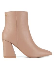 Nine West Botki CEO-AIDA-01 Beżowy. Brązowe botki Nine West, bez wzorów, z materiału, bez obcasa, na słupku, bez zapięcia. Za 279,99 zł.