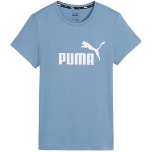 Koszulka damska Puma ESS Logo Tee. Niebieskie bluzki Puma, l, bez wzorów, sportowe, bez kołnierzyka, bez ramiączek. Za 79,00 zł.