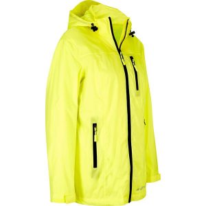 Kurtka funkcjonalna z odblaskowymi elementami, z materiału odpychającego wodę. Żółte kurtki bonprix, bez wzorów, bez kaptura. Za 259,99 zł.