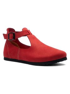 Comfortfusse Skórzane baleriny w kolorze czerwonym rozmiar: 41. Czerwone balerinki Comfortfüße, bez wzorów, z nubiku, bez obcasa, bez zapięcia. Za 223,99 zł.