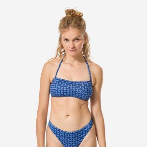 Góra kostiumu kąpielowego damska Decathlon Lori Keyshot. Niebieskie bikini DECATHLON, bez wzorów, z elastanu. Za 39,99 zł.