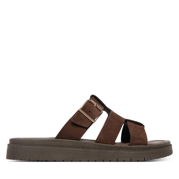 Klapki Tamaris. Brązowe klapki Tamaris, bez wzorów, bez obcasa. Za 299,99 zł.