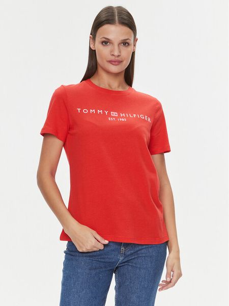 Tommy Hilfiger T-Shirt Logo WW0WW40276 Pomarańczowy Regular Fit. Brązowe t-shirty TOMMY HILFIGER, xs, bez wzorów, z bawełny, bez kołnierzyka, bez ramiączek. Za 114,99 zł.