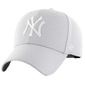 47 Brand New York Yankees MVP Cap, Czapka z daszkiem dla dorosłych. Szare czapki 47 Brand, bez wzorów, z wełny, sportowe. Za 123,50 zł.