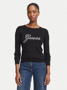 Guess Sweter W6BR53 Z1454 Czarny Regular Fit. Czarne swetry klasyczne Guess, xl, z wiskozy, bez kołnierzyka. Za 344,99 zł.