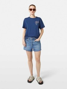 Scotch & Soda Koszulka w kolorze niebieskim rozmiar: XS. Niebieskie bluzki Scotch & Soda, xs, bez wzorów, z bawełny, bez kołnierzyka, bez ramiączek. Za 56,79 zł.