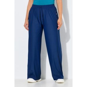 Damskie Funkcyjne spodnie treningowe szerokie nogawki elastyczny pas. Niebieskie rajstopy i pończochy Ulla Popken, na lato, plus size, bez wzorów, z elastanu. Za 279,99 zł.