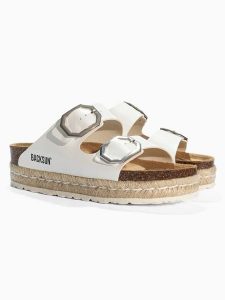 BACKSUN Klapki "Gwana" w kolorze białym rozmiar: 42. Białe klapki Backsun, bez wzorów, z otwartym noskiem, bez obcasa, na platformie. Za 195,99 zł.