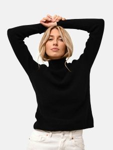 Just Cashmere Kaszmirowy sweter "Lanais" w kolorze czarnym rozmiar: M. Czarne golfy Just Cashmere, bez wzorów, z kaszmiru. Za 389,26 zł.
