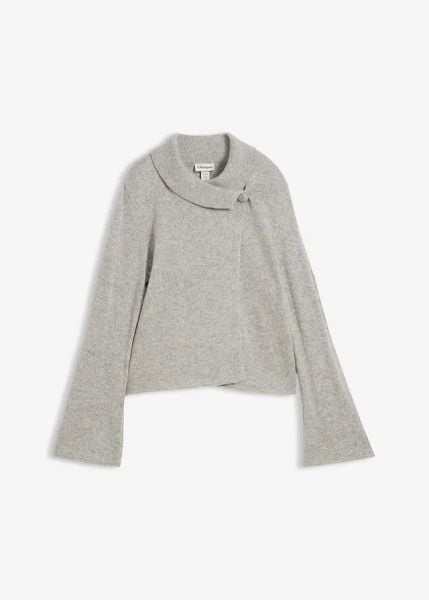 Kardigan z mieszanki bawełny. Szare kardigany bonprix, z bawełny. Za 114,99 zł.