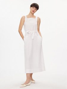 Max Mara Leisure Sukienka letnia Panfilo 2416221068 Biały Regular Fit. Białe sukienki Max Mara Leisure, na lato, bez wzorów, z bawełny, bez kołnierzyka, bez ramiączek. Za 639,99 zł.