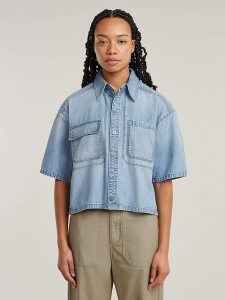 G-Star Koszula dżinsowa w kolorze błękitnym rozmiar: XL. Niebieskie koszule G-Star, xl, bez wzorów, z bawełny, bez kołnierzyka, bez ramiączek. Za 213,69 zł.