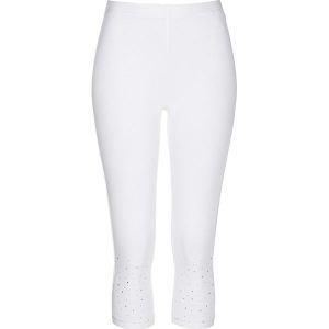 Legginsy rybaczki z połyskującymi kamieniami. Czarne legginsy bonprix, bez wzorów. Za 54,99 zł.