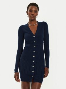 Pinko Sukienka dzianinowa Riserva 104017 A15S Granatowy Regular Fit. Niebieskie sukienki Pinko, s, bez wzorów, z dzianiny, bez kołnierzyka, bez ramiączek. Za 669,00 zł.