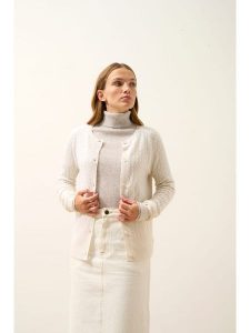 Just Cashmere Kaszmirowy kardigan "Laura" w kolorze białym rozmiar: L. Białe kardigany Just Cashmere, z kaszmiru. Za 391,99 zł.