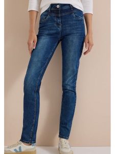 Cecil Dżinsy - Slim fit - w kolorze granatowym rozmiar: W31/L30. Niebieskie jeansy Cecil, z aplikacjami, ze skóry, z podwyższonym stanem. Za 184,95 zł.