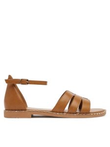 Clara Barson Sandały WS2607-02 Brązowy. Brązowe sandały Clara Barson, bez wzorów, z materiału, bez obcasa, na płaskiej podeszwie, bez zapięcia. Za 99,99 zł.