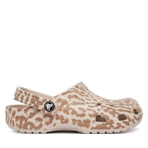 Klapki Crocs. Brązowe klapki Crocs, bez wzorów, bez obcasa. Za 259,99 zł.