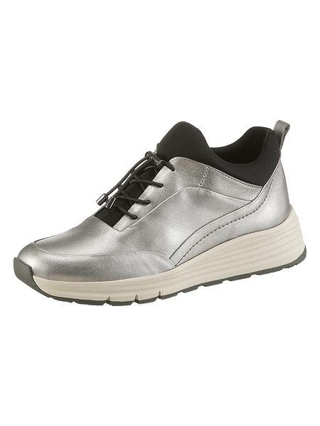 Heine Skórzane sneakersy w kolorze srebrnym rozmiar: 37. Szare trampki Heine, bez wzorów, bez zapięcia. Za 114,95 zł.