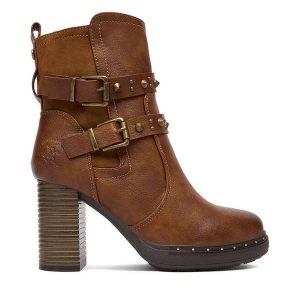 Botki Beverly Hills Polo Club. Brązowe botki Beverly Hills Polo Club, bez wzorów, bez obcasa, na słupku, bez zapięcia. Za 319,99 zł.