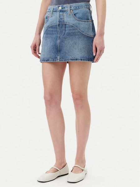 Levi's® Spódnica jeansowa Western 501® 001VJ-0001 Niebieski Regular Fit. Niebieskie spódnice s, bez wzorów, z bawełny. Za 229,99 zł.