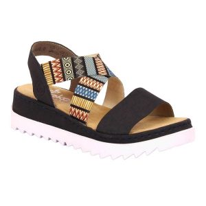 Sandały Damskie RKR533A. Czarne buty trekkingowe Rieker, bez zapięcia. Za 456,99 zł.