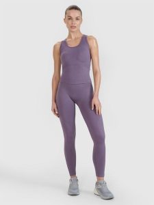 4F Legginsy treningowe bezszwowe 4F x Anna Lewandowska - fioletowe S/M. Fioletowe legginsy 4f, bez wzorów, z dzianiny, z podwyższonym stanem. Za 129,99 zł.