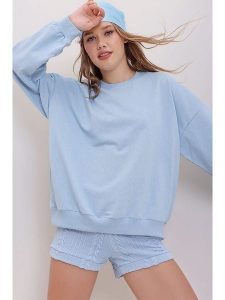 Trend Alacati Bluza w kolorze błękitnym rozmiar: XL. Niebieskie bluzy Trend Alacati, xl, bez wzorów, bez kaptura. Za 52,42 zł.