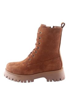 D.Moro Skórzane trzewiki w kolorze jasnobrązowym rozmiar: 36. Brązowe botki D.Moro, bez wzorów, z materiału, bez obcasa, bez zapięcia. Za 292,45 zł.