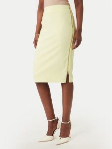 Rinascimento Spódnica ołówkowa CFC0127985003 Żółty Slim Fit. Żółte spódnice Rinascimento, m, bez wzorów, z syntetyku. Za 379,99 zł.