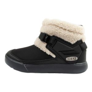 Buty śniegowce Keen Hoodromeo Mini 1026799 czarne. Czarne buty zimowe z gumy, bez obcasa, bez zapięcia. Za 322,81 zł.