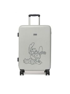 Disney Classics Walizka średnia SW-ACCCS-SS25-250DCLS-M Szary. Szare walizki Disney Classics, bez wzorów, z tworzywa sztucznego, średnie. Za 259,99 zł.