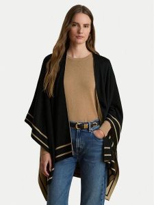 LAUREN RALPH LAUREN Ponczo 454P23616001 Czarny Relaxed Fit. Czarne kardigany Lauren Ralph Lauren, z syntetyku. Za 549,99 zł.