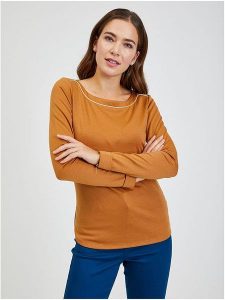 Orsay Koszulka w kolorze karmelowym rozmiar: L. Brązowe bluzki Orsay, l, bez wzorów, bez kołnierzyka, bez ramiączek. Za 48,16 zł.