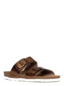 BACKSUN Klapki w kolorze miedzianym rozmiar: 41. Brązowe klapki Backsun, bez wzorów, z materiału, z otwartym noskiem, bez obcasa. Za 130,99 zł.