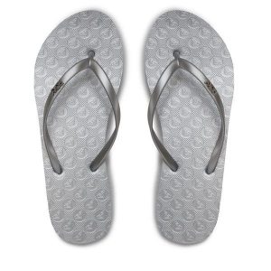 Japonki Roxy. Szare klapki Roxy, bez wzorów, bez obcasa. Za 49,99 zł.