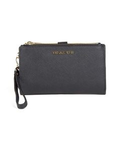 Michael Kors Skórzany portfel w kolorze czarnym - 19 x 14 x 2 cm rozmiar: onesize. Czarne portfele Michael Kors, bez wzorów, z materiału. Za 480,90 zł.