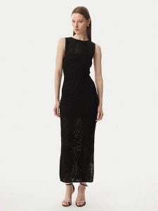 Guess Sukienka dzianinowa W6GKAX Z0981 Czarny Slim Fit. Czarne sukienki Guess, xs, z aplikacjami, z dzianiny, bez kołnierzyka, bez ramiączek. Za 607,99 zł.