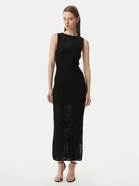 Guess Sukienka dzianinowa W6GKAX Z0981 Czarny Slim Fit. Czarne sukienki Guess, xs, z aplikacjami, z dzianiny, bez kołnierzyka, bez ramiączek. Za 546,99 zł.