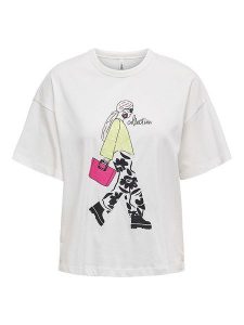 ONLY Koszulka "Tenna" w kolorze białym rozmiar: M. Białe bluzki ONLY, m, bez wzorów, z bawełny, bez kołnierzyka, bez ramiączek. Za 56,93 zł.