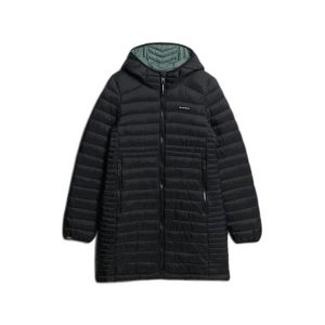 Damska kurtka z kapturem Superdry Fuji Lite Wave. Czarne kurtki Superdry, bez wzorów, z puchu, z kapturem. Za 556,95 zł.