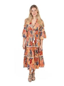 Isla Bonita by SIGRIS Sukienka w kolorze pomarańczowym rozmiar: XL. Pomarańczowe sukienki Isla Bonita by SIGRIS, na co dzień, xl, bez wzorów, z bawełny, bez kołnierzyka, bez ramiączek, maxi, proste. Za 149,31 zł.